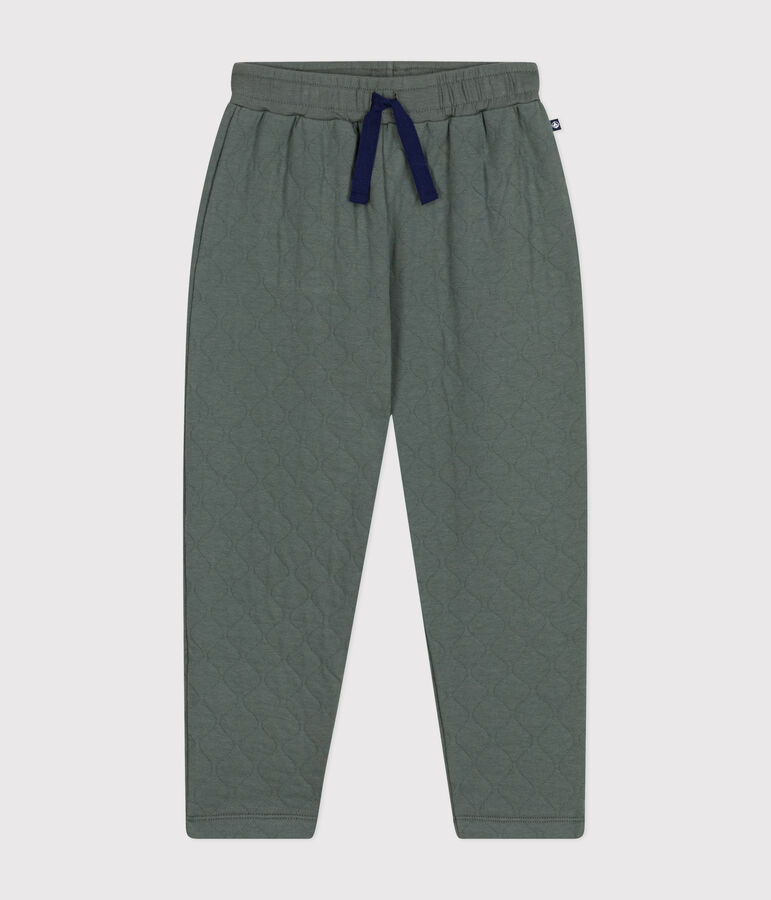 Boys' quilted tube knit trousers green