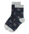 Girl's flower motif socks SMOKING blue/MULTICO white