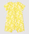 Babies' Organic Poplin Hawaii Print Short Playsuit ORGE yellow/MARSHMALLOW white