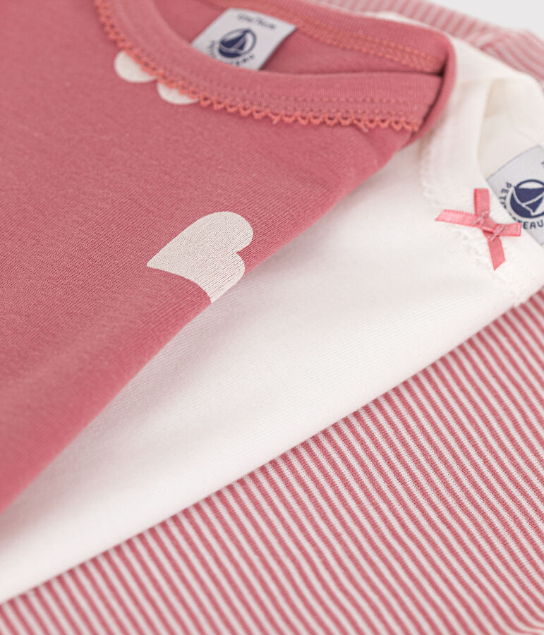 Babies' long-sleeved heart pattern cotton bodysuits - 3-pack multicolor