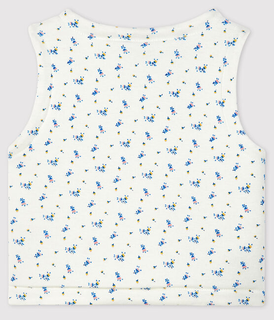 Babies' Quilted Organic Cotton Gilet MARSHMALLOW+BLEU white