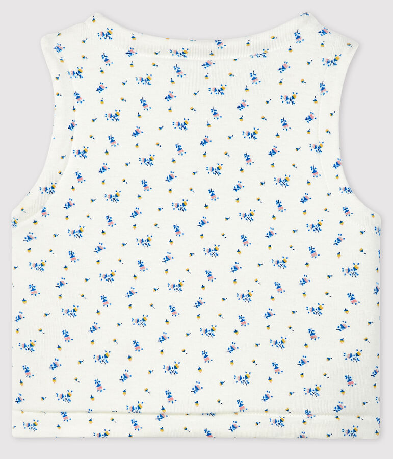 Babies' Quilted Organic Cotton Gilet white/blue