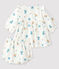 Long-sleeved floral dress with baby girl bloomers in nappy fabric MARSHMALLOW white/MULTICO white