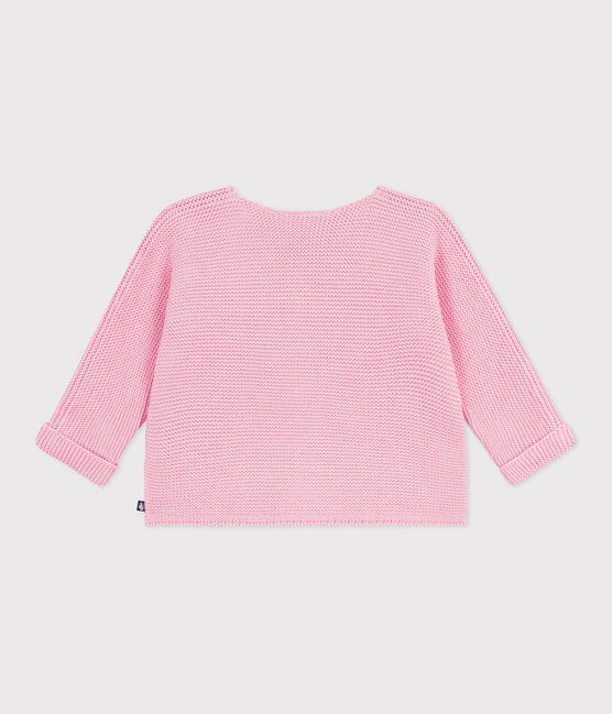 Babies' moss stitch cotton cardigan MARQUISE pink