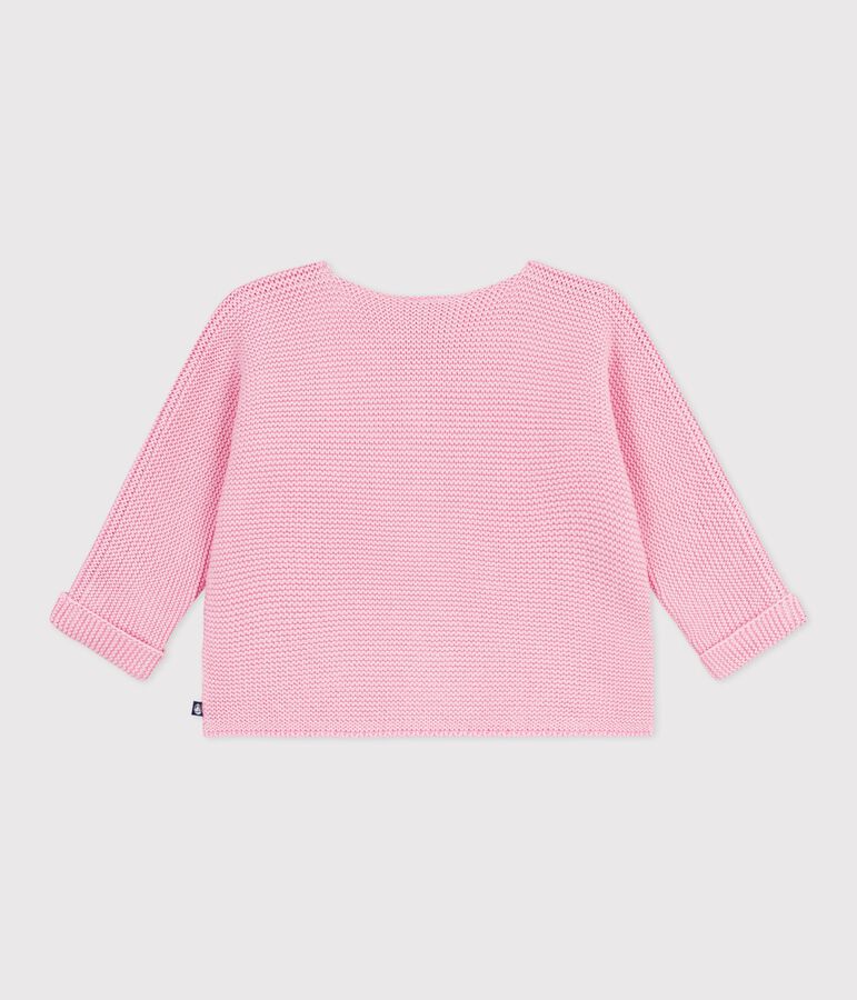 Babies' moss stitch cotton cardigan pink