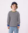 Children's long-sleeved stripy cotton T-shirt SOIR blue/MILK