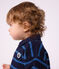 Babies' stripy 0cotton sweatshirt with a polo collar blue/multicolor