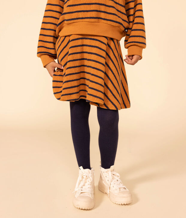 Girls' terry skirt brown/blue