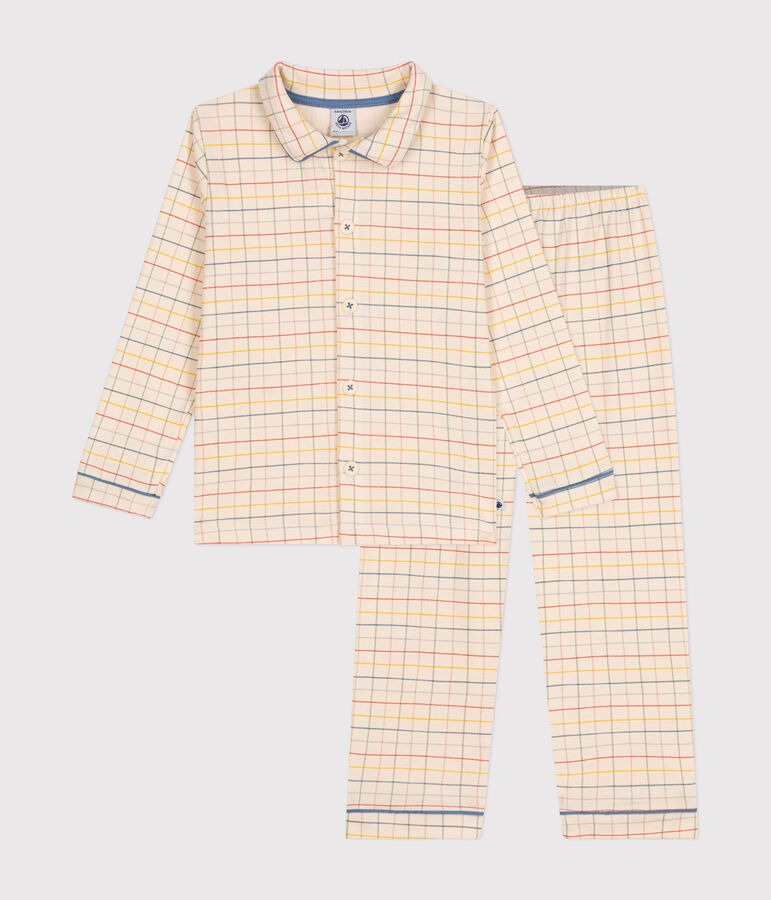 Children's check print cotton pyjamas Ecru/multicolor