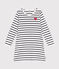 Children's stripy cotton nightdress MARSHMALLOW white/SMOKING blue