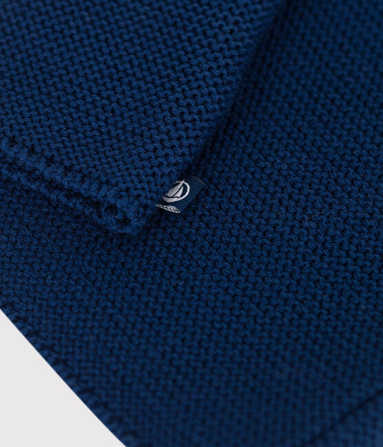 Babies' moss stitch cotton cardigan MEDIEVAL blue