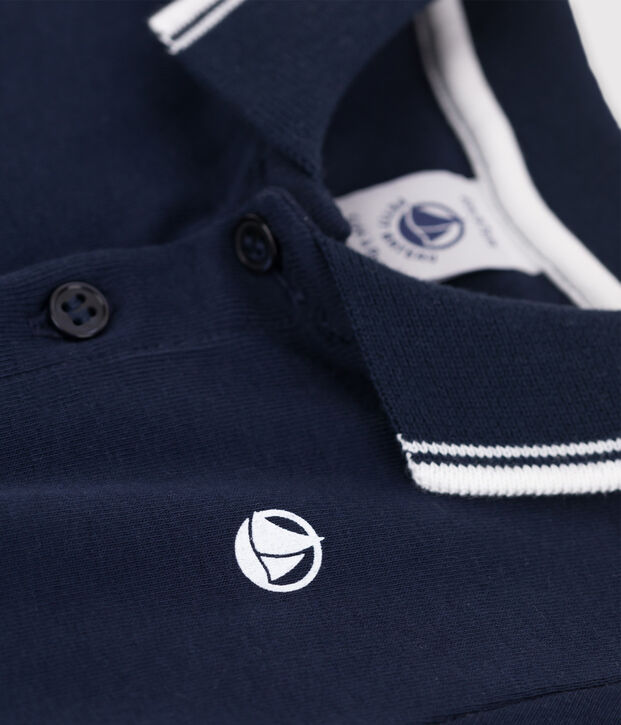 Baby Boys' Short-Sleeved Ribbed Polo Shirt SMOKING