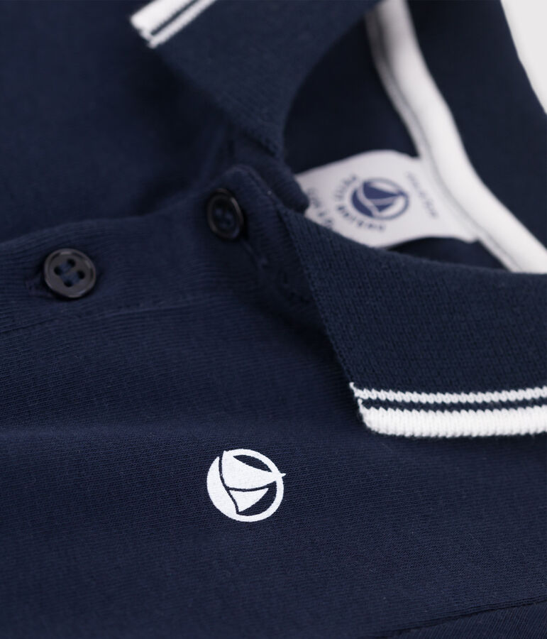 Baby Boys' Short-Sleeved Ribbed Polo Shirt SMOKING blue