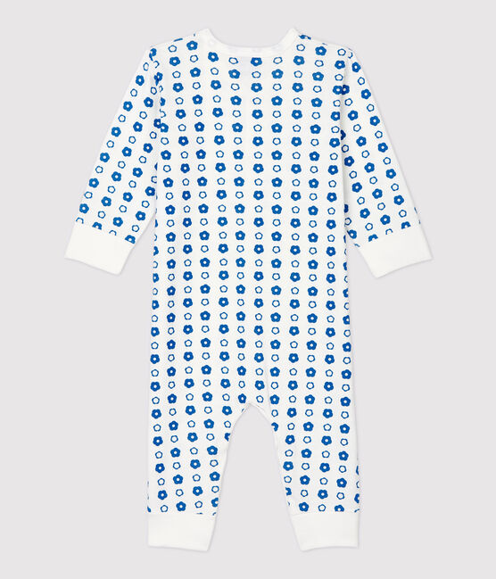 Babies' Retro Floral Footless Organic Cotton Sleepsuit MARSHMALLOW white/MALLARD