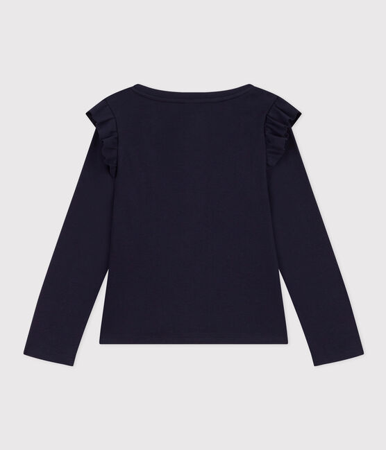 Girls' long-sleeved cotton T-shirt SMOKING blue