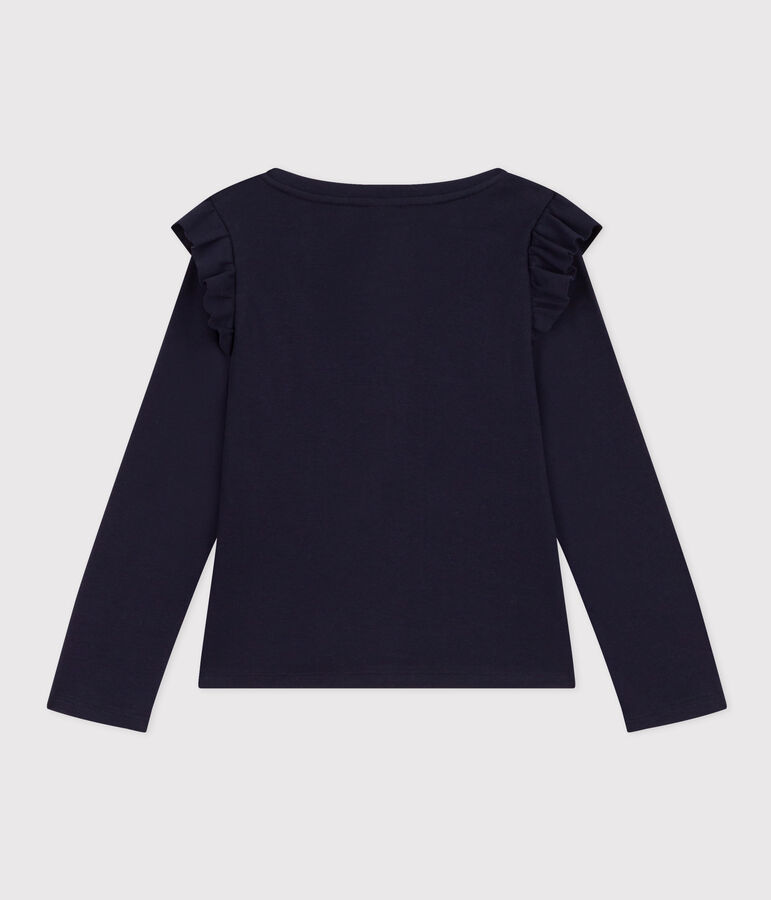 Girls' long-sleeved cotton T-shirt blue