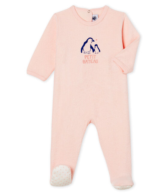 Baby Girls' Sleepsuit in Extra Warm Brushed Terry Towelling MINOIS pink