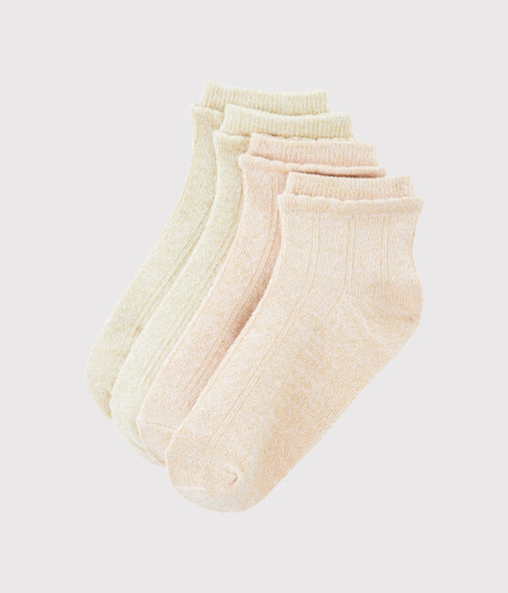 Set of 2 pairs of socks for girls MARSHMALLOW white/MINOIS pink