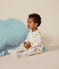 Babies' star print velour pyjamas MARSHMALLOW white/MULTICO white