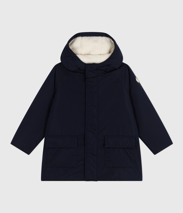 Children's plain mid-length parka blue