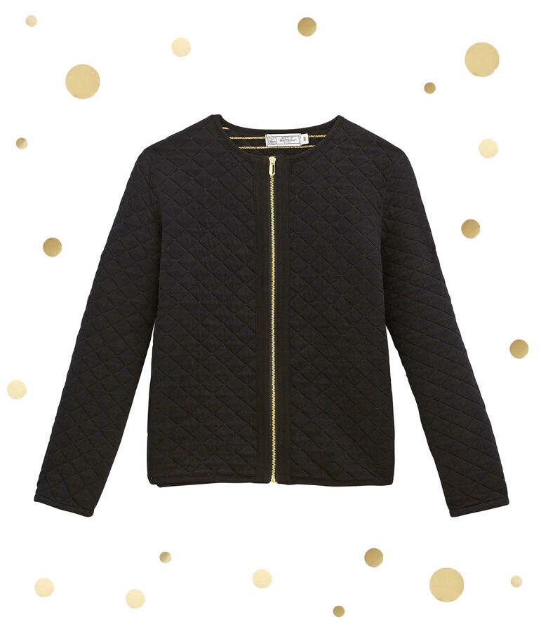 women's quilted cardigan black/yellow