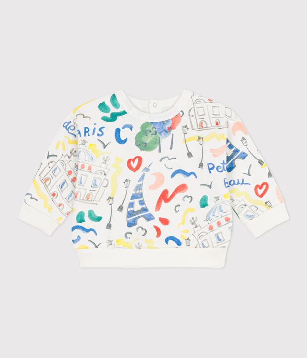 Babies' Paris Opera print cotton sweatshirt white/multicolor