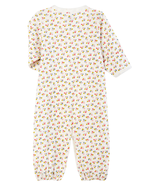 Babies' Ribbed Jumpsuit/Sleeping Bag MARSHMALLOW white/MULTICO white