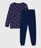 Children's unisex cotton Paris print pyjamas MEDIEVAL blue/MULTICO white