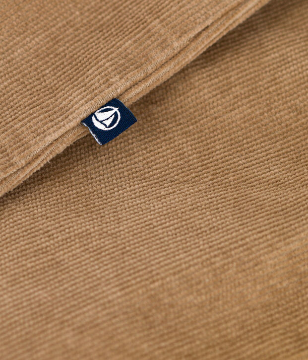 Babies' plain long corduroy jumpsuit beige