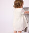 Babies' dress in cotton/linen with short sleeves and bloomers MARSHMALLOW white