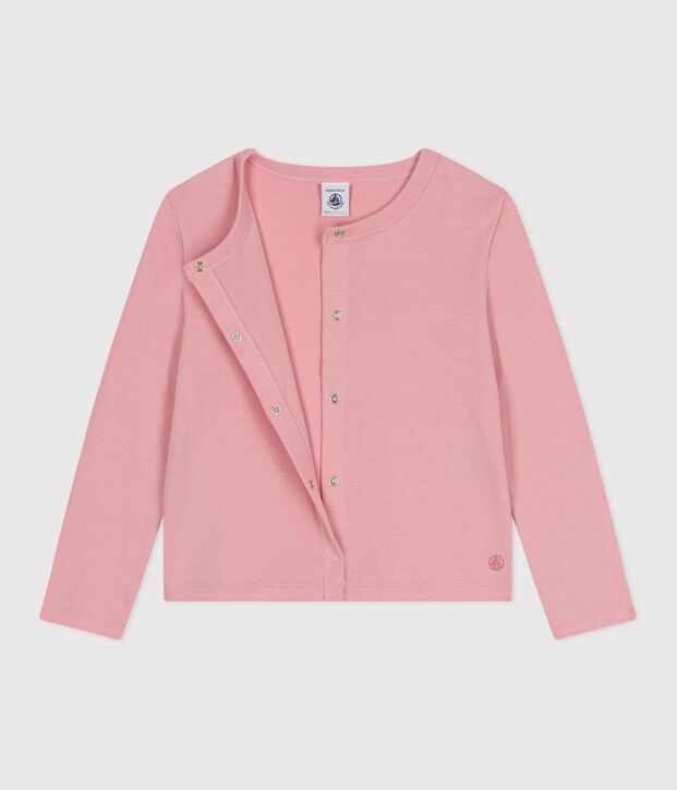 Children's plain cotton cardigan pink