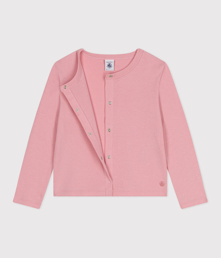 Children's plain cotton cardigan pink