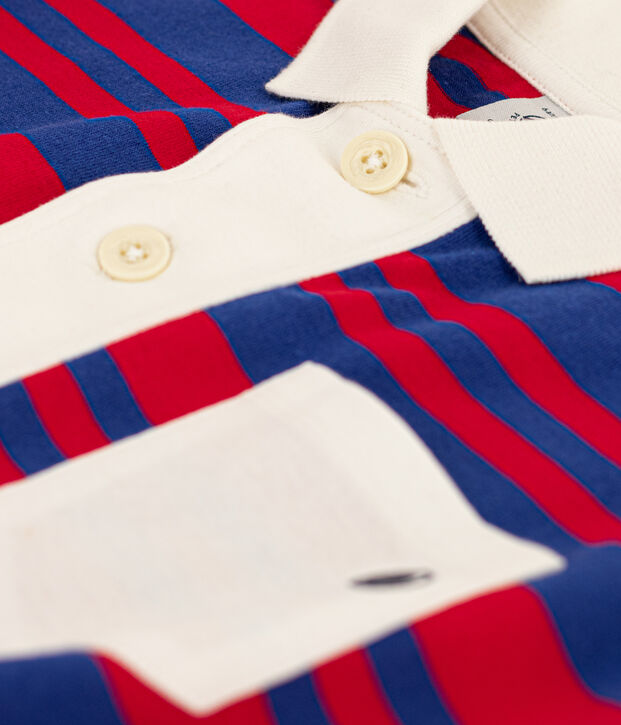 Girls' Striped Short-Sleeved Cotton Dress blue/red