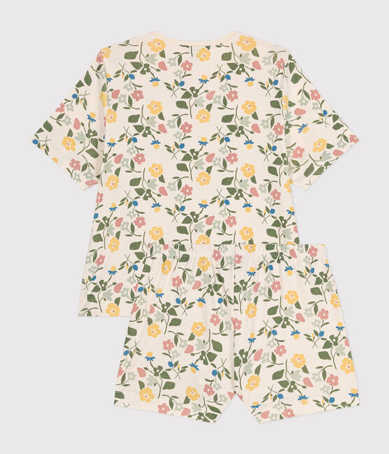 Women's Floral-pattern Cotton Pyjama Shorts and T-shirt AVALANCHE white/MULTICO
