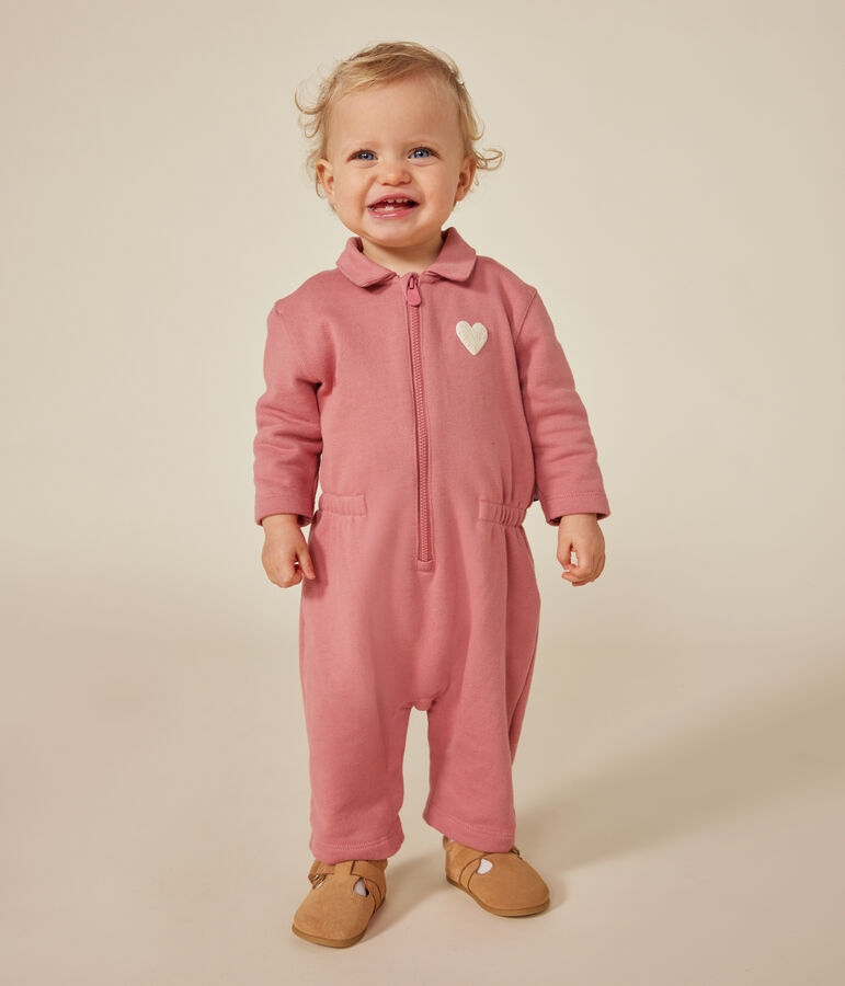Babies' fleece jumpsuit pink
