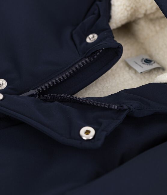 Babies' plain mid-length parka SMOKING blue
