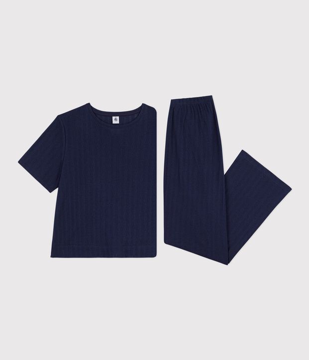 Women's short-sleeved openwork cotton pyjamas SMOKING