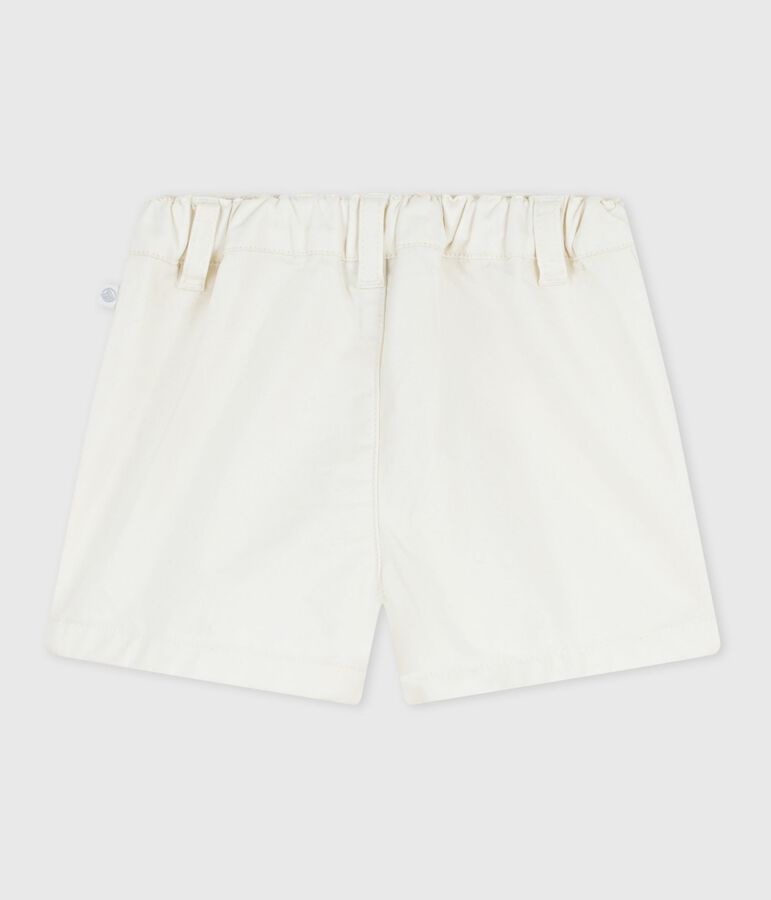 Babies' plain cotton shorts MARSHMALLOW white