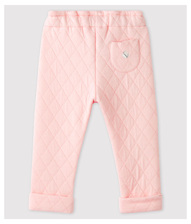 Baby Girls' Quilted Tube-Knit Trousers pink
