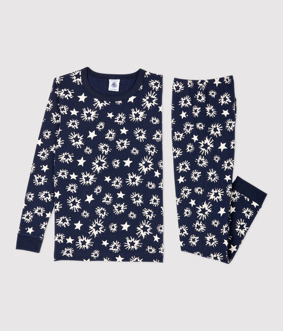 Boys' Snugfit Star Print Pyjamas SMOKING blue/MARSHMALLOW white
