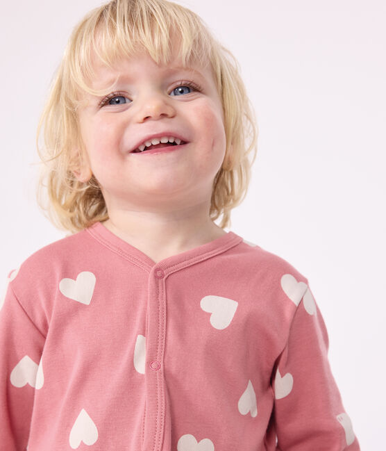 Babies' printed cotton footless pyjama suit ROSEWOOD pink/MARSHMALLOW