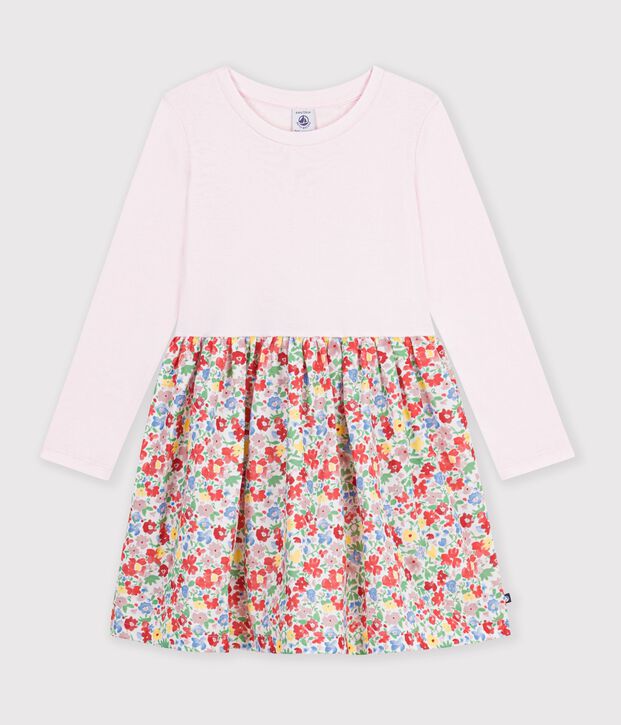 Children's sleeveless cotton dress with flowers white/multicolor