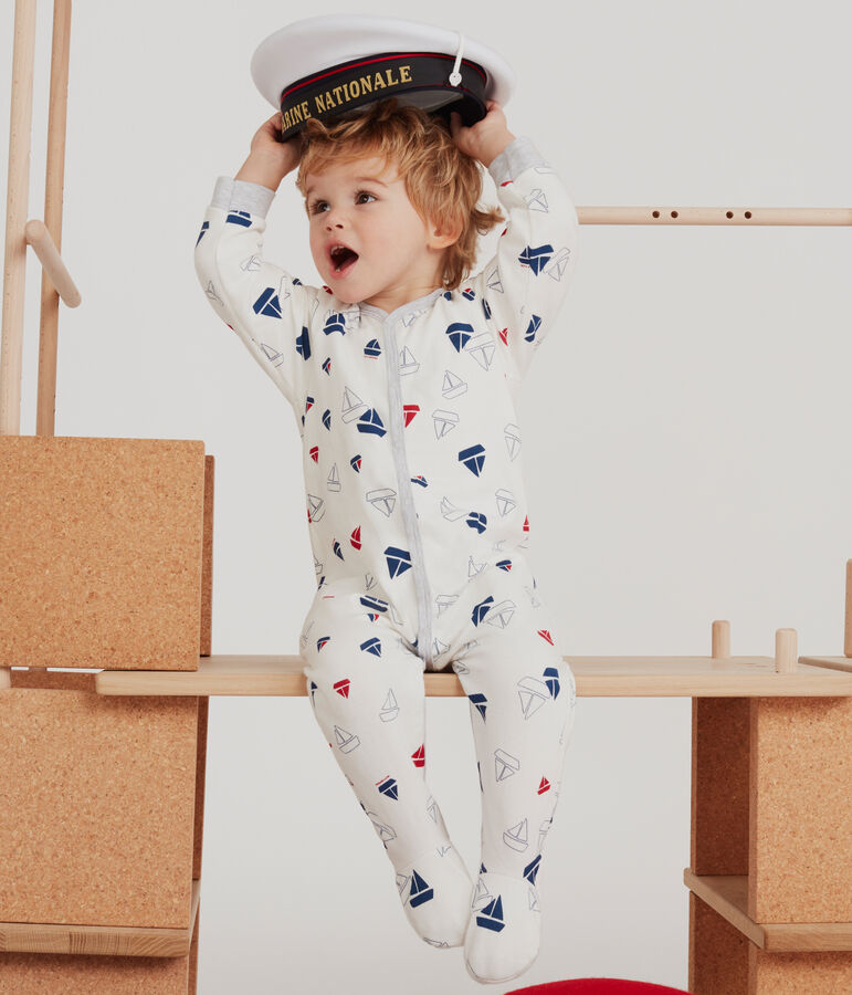 Baby Boys' Tube Knit Sleepsuit white/multicolor