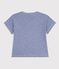 Babies' short-sleeved stripy cotton T-shirt blue/white
