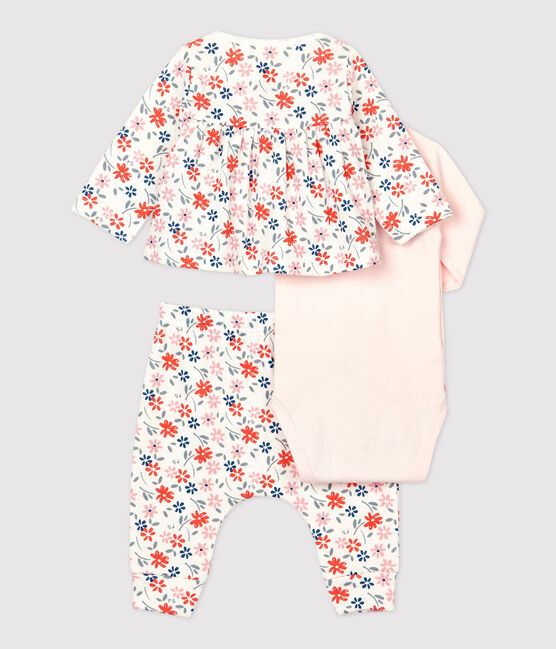 Baby Girls' Floral Organic Cotton Clothing - 3-Pack MARSHMALLOW white/MULTICO white