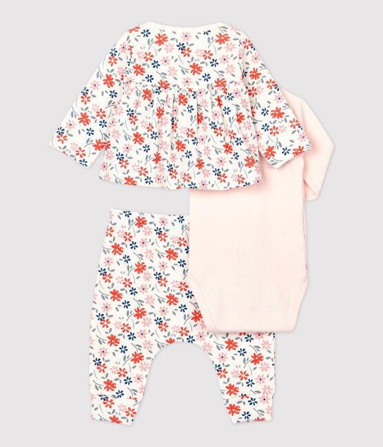 Baby Girls' Floral Organic Cotton Clothing - 3-Pack MARSHMALLOW white/MULTICO white