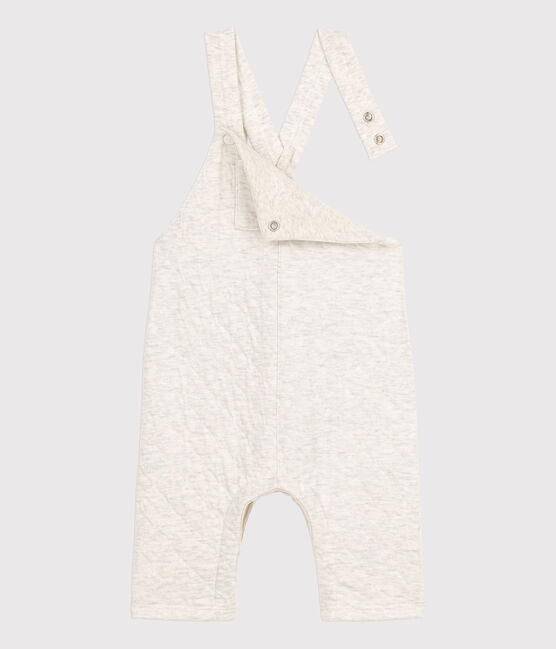 Babies' Long Quilted Tube-Knit Dungarees MONTELIMAR CHINE beige