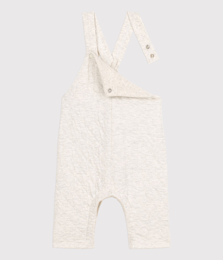Babies' Long Quilted Tube-Knit Dungarees beige