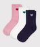 3 pairs of babies' heart-pattern cotton socks multicolor