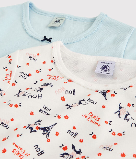 Girls' Short-Sleeved Paris Print Organic Cotton T-Shirts - 2-Pack variante 1